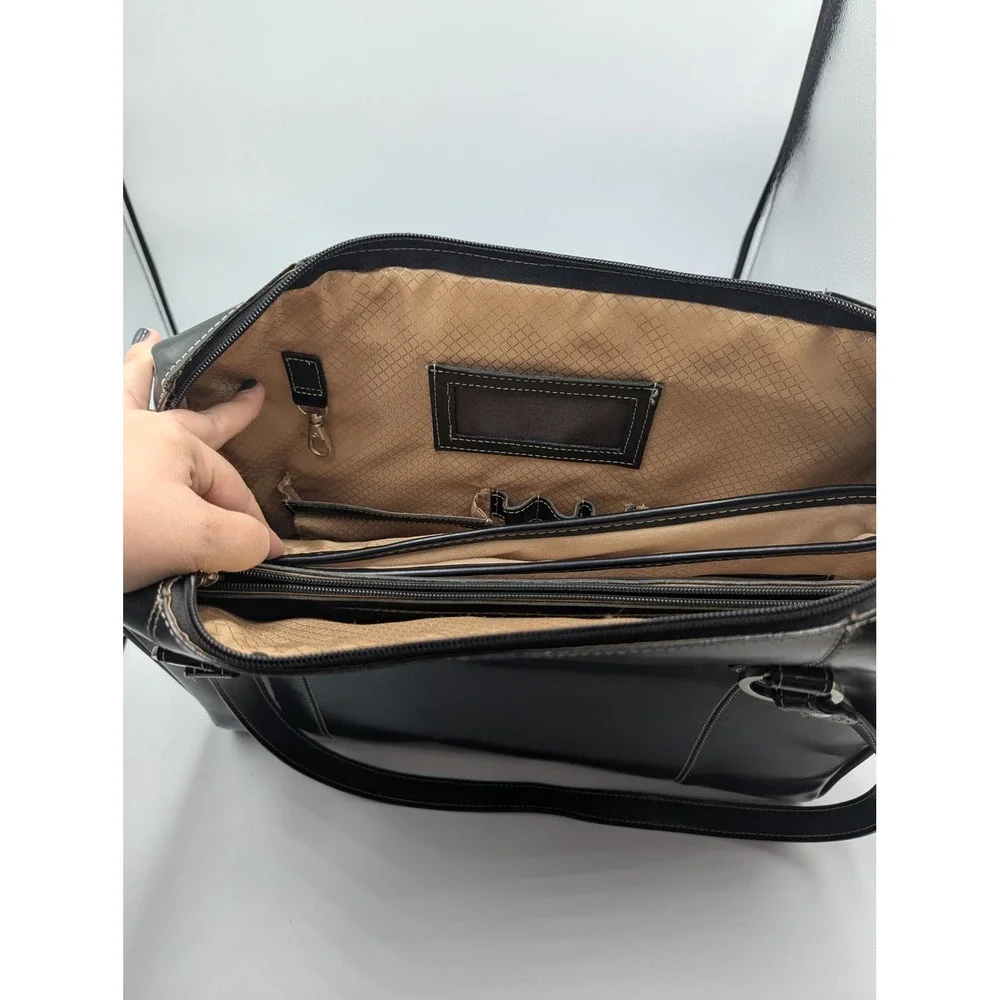 McKlein Laptop Briefcase Black Leather Structured Tote Large Y2K Style Career